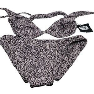 NWT STN FX Swim 2 Pc Bikini Set Ziggy Top/Sumatra Bottom Static Print Swimsuit L